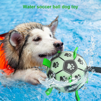 Pelota de Fútbol para Perros de PU Ecológica, Inteligente, Indestructible, con Luz Interactiva que Brilla en la Oscuridad, Correa Blanca/Negra, 6/8 Pulgadas