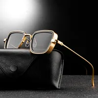 DOISYER - Metal Square Steampunk Sunglasses for Men and Women