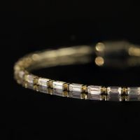 Bracelet tennis baguette en moissanite couleur D VVS1, certifié GRA, testeur de diamant inclus, en argent sterling 925 plaqué or 18 carats, unisexe