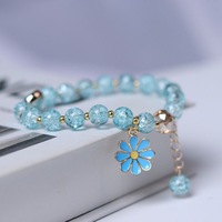 Gelang Pesona Bunga Warna-warni untuk Wanita dan Remaja Putri, Aksesoris Bunga Daisy Boho dengan Manik-manik Kristal, Gelang untuk Pelajar DIY