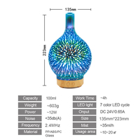 Diffuseur d'arômes électrique ultrasonique intelligent à brume froide, personnalisé, 120 ml, en verre 3D, écologique, avec télécommande