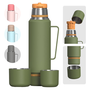 1.2L/40oz Venta caliente Popular Gran <span class=keywords><strong>capacidad</strong></span> Frasco de vacío de doble pared <span class=keywords><strong>Olla</strong></span> de viaje de acero inoxidable con dos tazas para compartir - Product Image 1