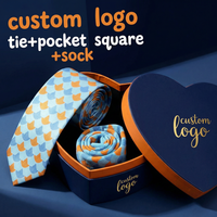Ensemble cravate, pochette de costume et chaussettes personnalisées V&J pour homme, coffret cadeau élégant avec cravate et chaussettes à motifs pour affaires et mariages