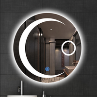 Nouveau Miroir de Salle de Bain Intelligent LED Circulaire Anti-buée 2026, Rétroéclairé en Forme de Lune, Idéal pour Hôtels, Salles de Sport et Appartements