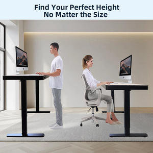 طاولة طاولة أوتوماتيكية الارتفاع من الزجاج منضدة لمحطة العمل مع الأدراج - Product Image 4