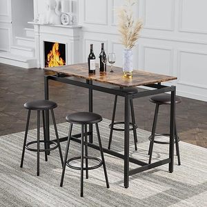 Cross-border minimalist high-value iron and wood combination dining <b>table</b> and chair set, modern <b>bar</b> <b>table</b>, home upholstered <b>bar</b> - Product Image 1