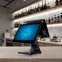 Venta al por mayor 15,6 pulgadas de doble pantalla Win 7/10/Linux Smart POS máquina Punto de Venta Sistema de caja registradora Terminal Pos