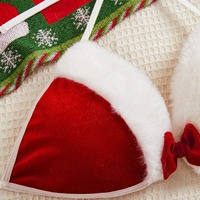2024 nouvelle vente chaude série de noël femmes ensemble de sous-vêtements mignon rouge en peluche nœud soutien-gorge et string ensemble noël nuisette Sexy Lingerie
