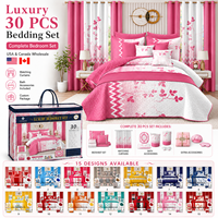 Ensemble de literie de luxe 30 pièces avec rideaux, ensemble complet de couette pour chambre à coucher, vente en gros pour la maison et l'hôtel