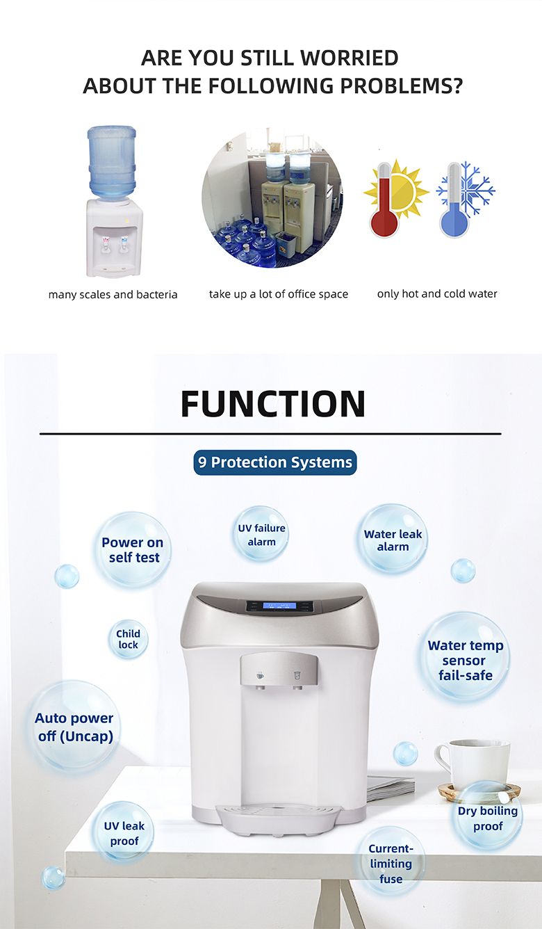 Filterpur desktop UV electric instant hot cold water filter dispenser price