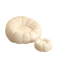 Ensemble de canapé sectionnel moderne en forme de citrouille, fauteuil lounge rond en tissu avec ottoman pour salon, canapé pouf moderne