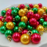 Brillant Brillant Strass Pendentif En Vrac Perle Diy Décoration De Noël Rouge Vert Bleu Perle Cerceau Anneau Charmes À La Main Artisanat ABS Perle
