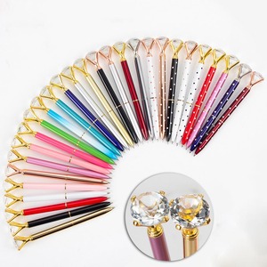 Stylos à bille en cristal d'art rose personnalisés de vente chaude stylo en métal promotionnel de haute qualité avec diamant sur le dessus - Product Image 4
