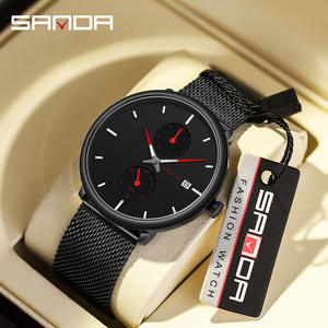 Reloj de Pulsera Analógico para Hombre Sanda 1115, Diseño Ejecutivo, Movimiento de Cuarzo Japonés, Tres Esferas, Visualización del Día, Correa de Cuero, Resistente al Agua - Product Image 3