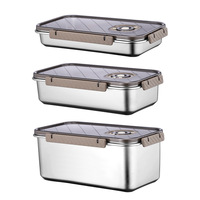 304 Food Grade Eenvoudige Koelkast Fruit Roestvrijstalen Lunchbox Verzegelde Opbergdoos