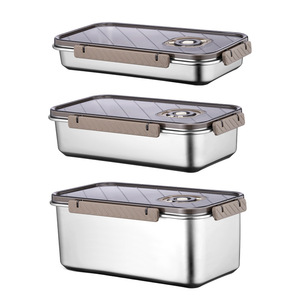Lonchera de Acero Inoxidable 304 de Grado Alimenticio, Simple, para Refrigerador, Caja de Almacenamiento Sellada para Frutas - Product Image 1