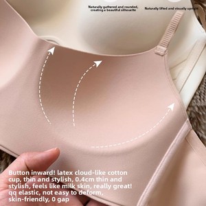 Sans couture couleur unie brillant russe petite poitrine Push-Up améliorant bretelles ajustées respirant sans fil soutien-gorge femmes une pièce haute - Product Image 4