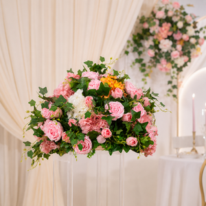 Sfera di Rose Artificiali in Seta <span class=keywords><strong>e</strong></span> Plastica LUYI Personalizzata di Alta Qualità, <span class=keywords><strong>Rosa</strong></span> <span class=keywords><strong>e</strong></span> Bianca, per Decorazioni Centrotavola per Matrimoni <span class=keywords><strong>e</strong></span> Feste - Product Image 2