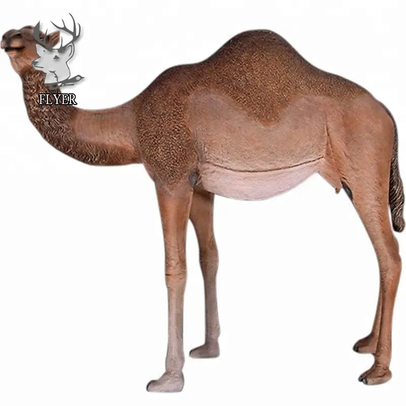 정원 장식 야외 크리스마스 장식 실물 크기 유리 섬유 동물 낙타 동상