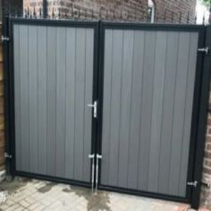 Porte coulissante en composite WPC écologique pour l'extérieur, <span class=keywords><strong>portail</strong></span> de sécurité manuel pour allée - Product Image 2