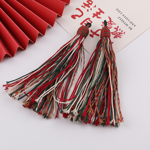 Borlas de Algodón Trenzadas a Mano de Estilo Étnico, Colores Navideños, Accesorios Decorativos para Joyería DIY - Product Image 1