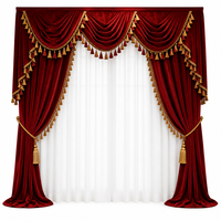 Rideaux en velours européens de luxe avec cantonnière et pompons, occultants, style royal vintage, pour salon, villa, hôtel