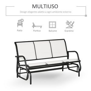 For Outsunny <b>3</b>-<b>Seater</b> Beige Metal <b>Garden</b> <b>Swing</b> Bench Breathable Mesh Fabric 147x75x85cm Patio <b>Swing</b> Bench - Product Image 4