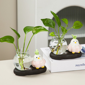 Jarrón Hidropónico de Cerámica con Forma de Pájaro y Planta Pothos, Decoración Moderna y Minimalista para Mesa de Oficina, Escritorio, Hogar, Regalo - Product Image 3