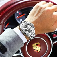 Montres de luxe pour hommes Poedagar 695, quartz, acier inoxydable, cadran ajouré, usage quotidien, montres cadeaux, chronographe lumineux, Orologio Uomo