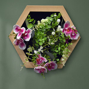 Modern Hexagonal Wooden Artificial Flower Wall <b>Frame</b> <b>30x30</b> cm (AFF-<b>Frame</b>-7) - Product Image 2