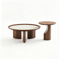 Table basse papillon moderne minimaliste italienne en noyer avec rangement, meuble d'angle pour salon