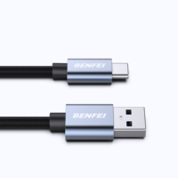 Kabel Pengisi Daya BENFEI 20W 2 Meter USB-A USB-C TPE PVC Braided Foil 3A Fast Charging Berlapis Nikel untuk Ponsel (Grosir)