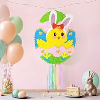 Piata en carton pour œufs et lapins de Pâques, décoration de fête pour enfants, bâton de masque pour les yeux - Design mignon œuf de poussin pour anniversaire et printemps