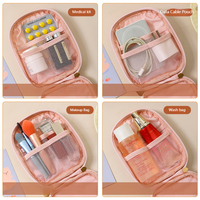 Organisateur de maquillage de voyage tendance en polyester imperméable, logo personnalisé, capacité moyenne, trousse de beauté portable pour fille