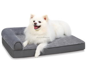 Coussin <span class=keywords><strong>de</strong></span> soutien en forme <span class=keywords><strong>de</strong></span> L, <span class=keywords><strong>lit</strong></span> orthopédique <span class=keywords><strong>pour</strong></span> chien, lits imperméables <span class=keywords><strong>pour</strong></span> chien, canapé <span class=keywords><strong>pour</strong></span> chien en flanelle avec mousse à alvéoles, amovible et lavable - Product Image 1