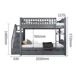 Camas Infantiles, Camas Blancas y Grises para Niños, Estructura para Niños, Camas de Princesa para Niñas, Camas Literas Completas para Adultos con Escaleras - Product Image 4