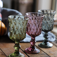 Verre à vin de mariage vintage sans plomb, orné de perles colorées, 200 ml (6,5 oz), vert, violet, gris, pour événements - Vente en gros