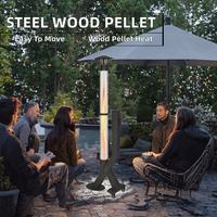 Chauffe-terrasse moderne en acier à granulés de bois - Compact 13KW, Économe en énergie, Poêle d'extérieur portable, Allumage manuel, Montage facile PS-12