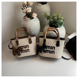 Xách tay Phong cách nước ngoài phong cách Ins vai chéo Túi tre giỏ xô Tote với logo du lịch túi xách - Product Image 2