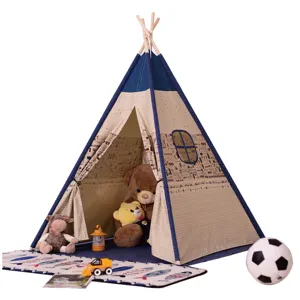 Tende giocattolo Teepee campeggio tenda da esterno adulto Teepee Canop Indoor bianco blu gioca bambini tenda Teepee/