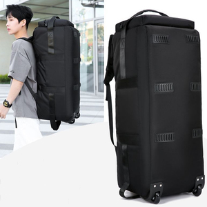 Bolsa de lona plegable con ruedas de <span class=keywords><strong>30</strong></span> pulgadas con ruedas de diseñador de 80l negra mejor calificada con ruedas y correas de mochila - Product Image 3