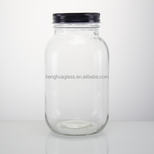 Tùy chỉnh thiết kế Hot Bán 1L 32oz 1000ml miệng rộng vuông Glass <span class=keywords><strong>Mason</strong></span> <span class=keywords><strong>Jar</strong></span> Mứt Mật Ong dưa chua thủy tinh thực phẩm lưu trữ container với nắp - Product Image 4