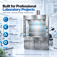 Hotte de laboratoire en acier inoxydable 304/316 prête à l'emploi, avec système d'extraction chimique par conduit et équipements personnalisés