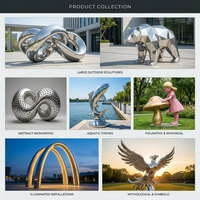 Sculpture d'abeille en acier inoxydable poli, décoration moderne de jardin extérieur, statue d'animal en métal