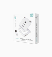 Support Ergonomique pour Ordinateur Portable NBS-09WH (Blanc) avec Ventilateur de Refroidissement, Hauteur Réglable, 4 Ports USB, Design Breveté Amovible, Moule Exclusif