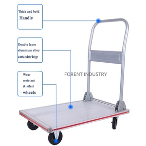 Einarmiger Aluminium-Klappwagen mit 180 kg Tragkraft, 350 kg Kapazität, 4 Zoll Nicht-Markierende Polyurethan-Rollen, Handwagen - Product Image 2