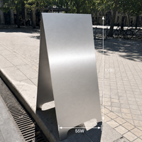Panneau publicitaire autoportant pliable double face en acier inoxydable brossé de grande taille 55x119cm