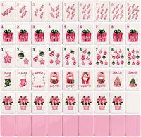 Ensemble de Mahjong Américain Rose Personnalisé pour Noël, Cadeau de Noël Père Noël, Jeu de Mahjong US Imprimé sur Mesure pour Fêtes de Fin d'Année