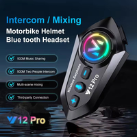 Casque de moto avec interphone Y12 Pro, écouteurs sans fil, communication mains libres, étanche, casque de moto avec micro