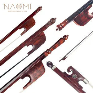 NAOMI高级德国巴洛克风格弓蛇木圆棒蒙古黑/白马毛小提琴弓4/4中提琴大提琴弓